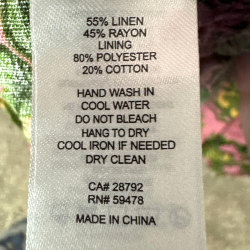 House Of Harlow Linen Blend Sun Dress Open Back Retro Print Size S Resort Vacay - Picture 8 of 8